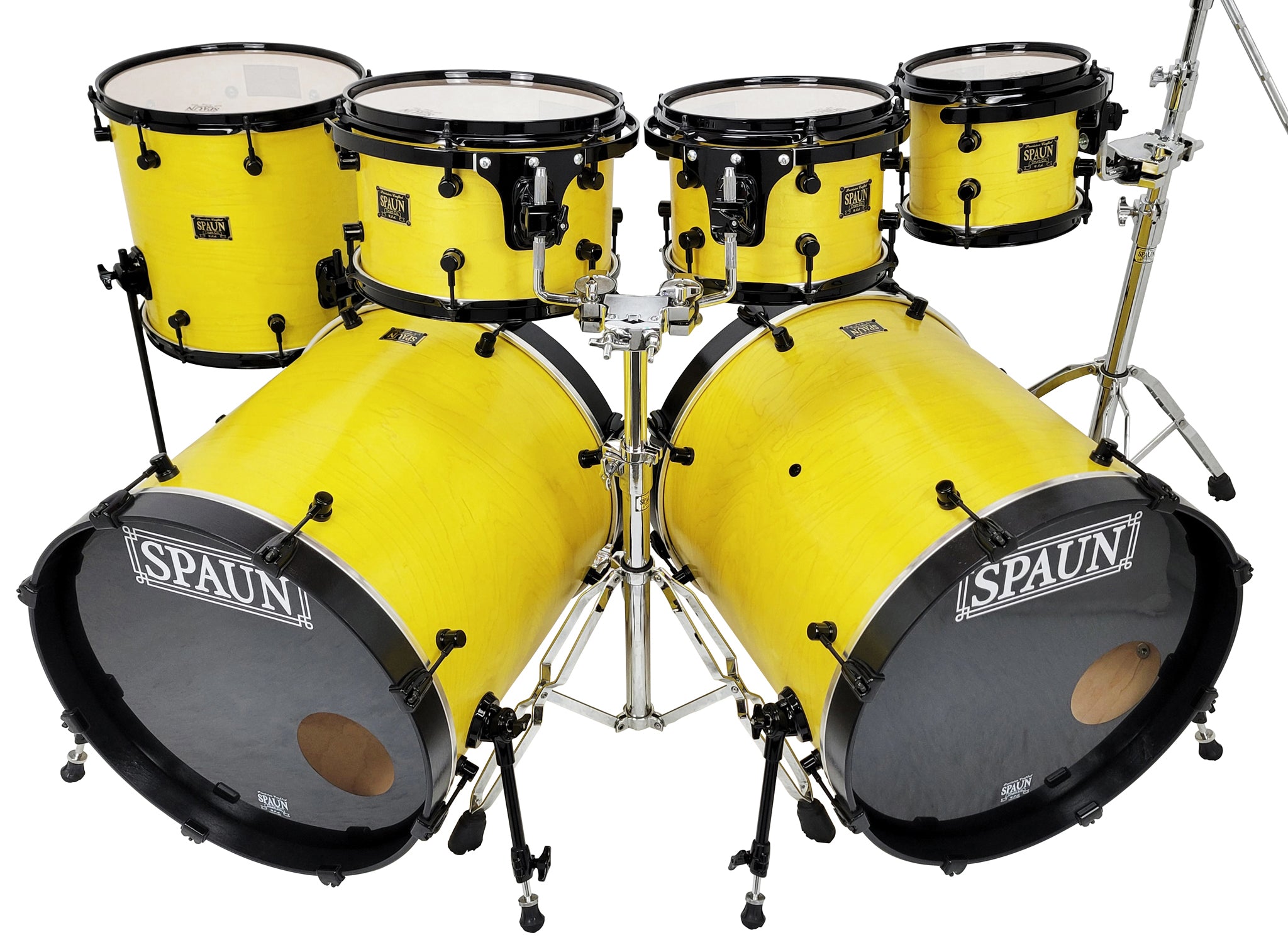 drum kit with double bass pedal Custom Series Maple 6pc Double Bass Drum Kit-Canary Yellow