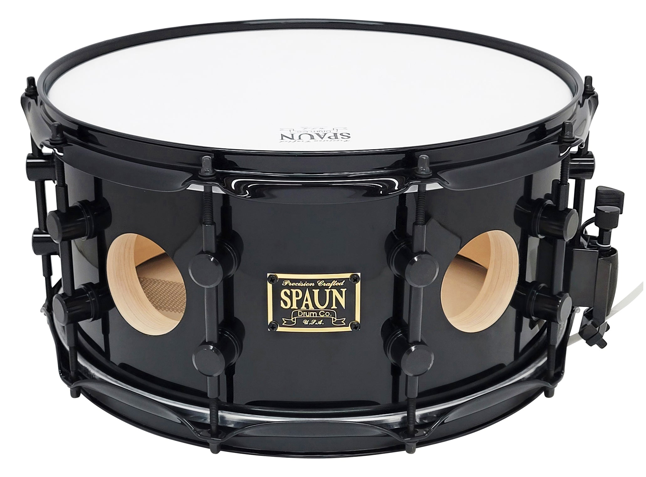 Vented 7x14 40ply Snare Drum-Gloss Black | Spaun Drums – SPAUN