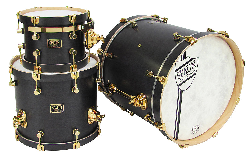 handschuh solid drums Custom 3pc Drum Kit Black w-Gold HW