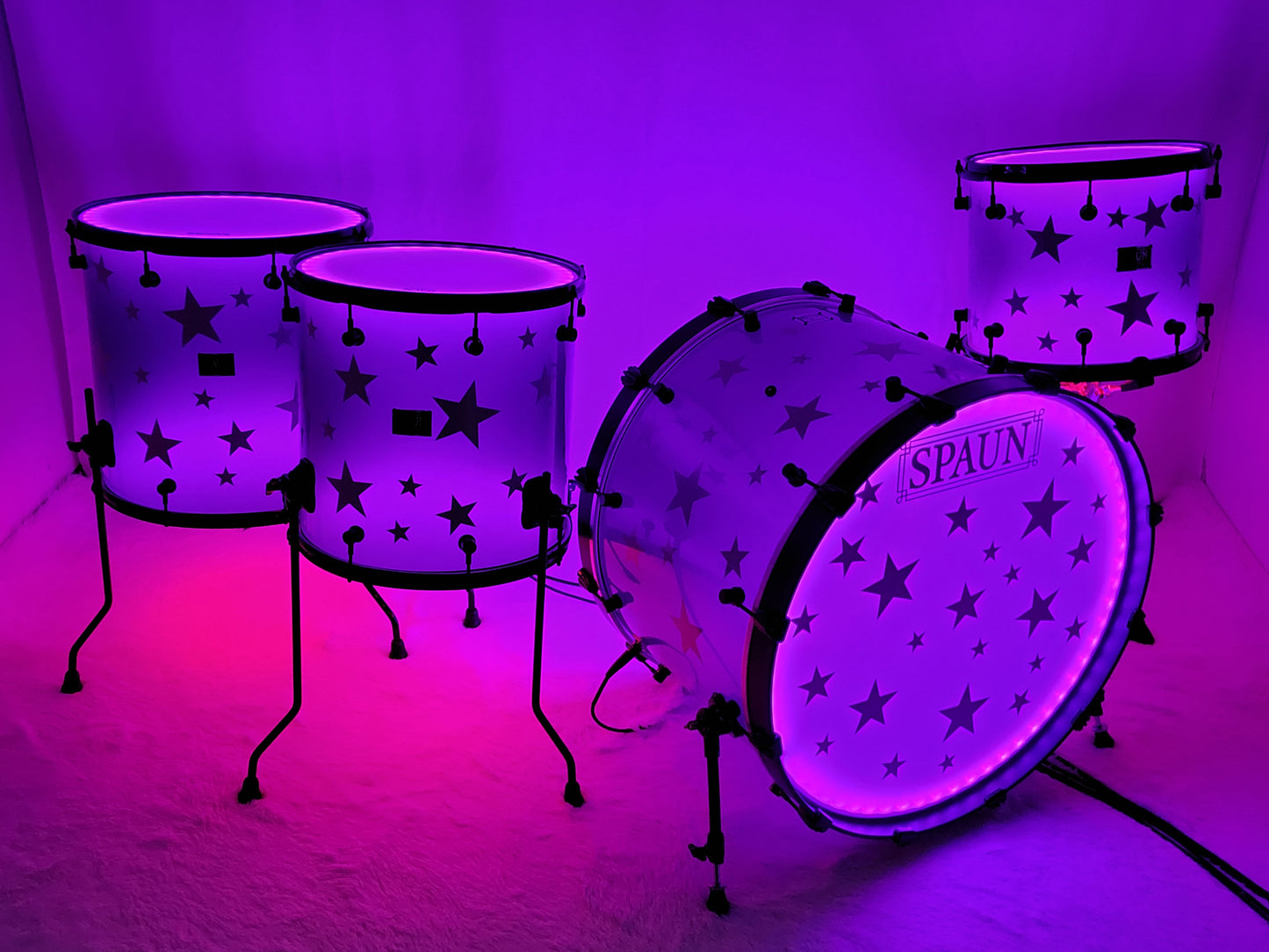 LED 4pc-Smoke with Silver Stars