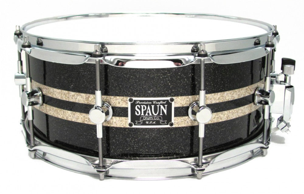 Maple 6x14-Black Glass w-Silver Stripes