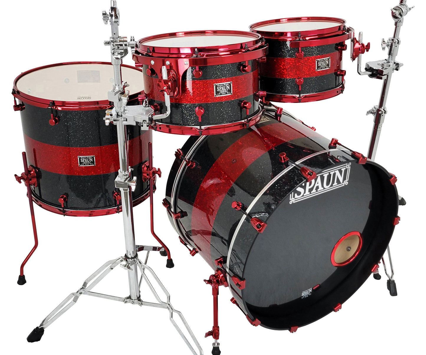 Custom 4pc-Black & Red Glass