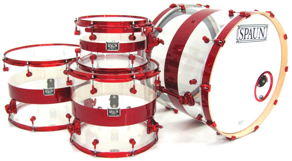 Acrylic 4pc-Clear w-Red Stripe