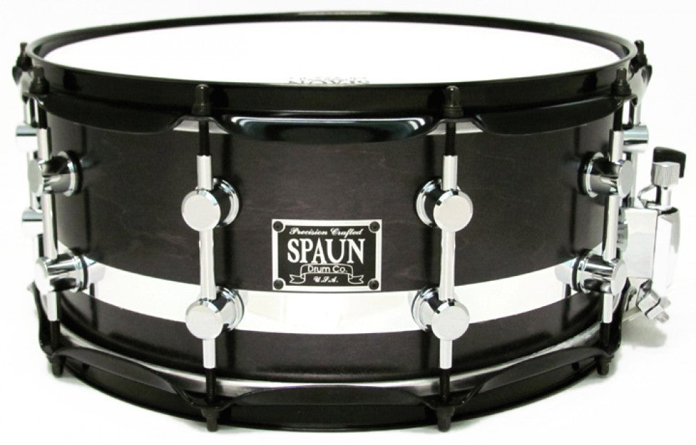 Maple 6.5x14-Black Satin w-Chrome Stripe