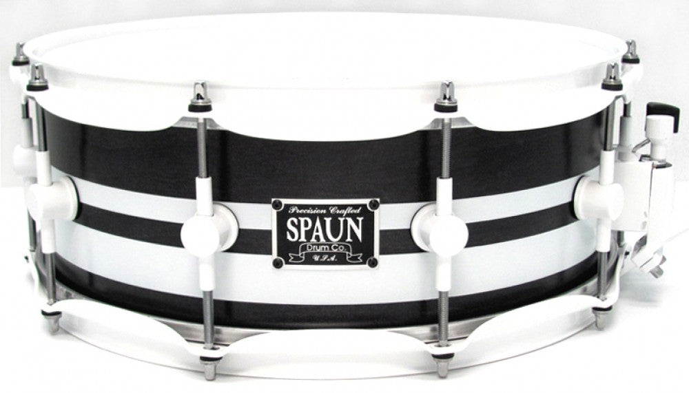 Maple 6x14-Black Satin w-White Stripes
