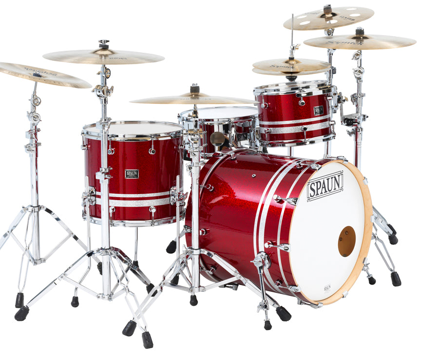 Custom 3pc-Rich Red Sparkle w-Silver Stripes
