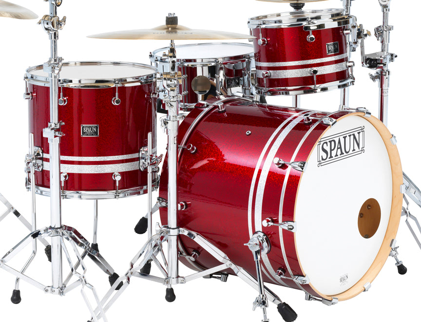 Custom 3pc-Rich Red Sparkle w-Silver Stripes