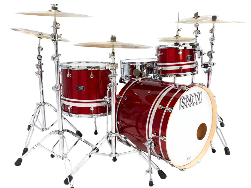 Custom 3pc-Rich Red Sparkle w-Silver Stripes
