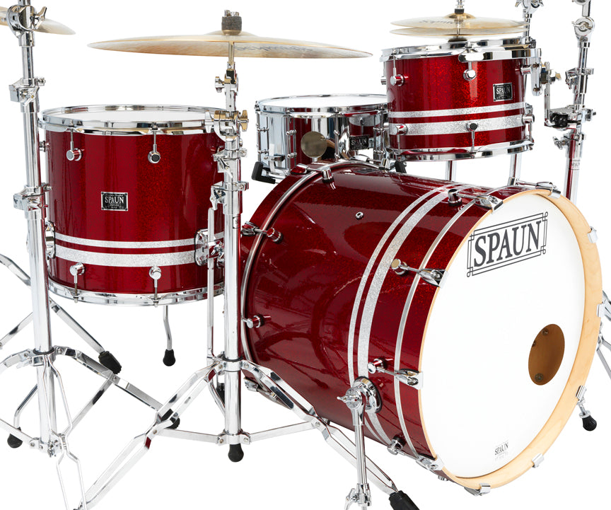 Custom 3pc-Rich Red Sparkle w-Silver Stripes