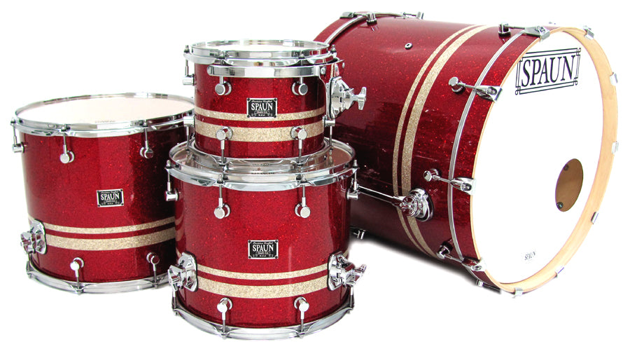 Custom 4pc-Red Glass w-Silver Stripes