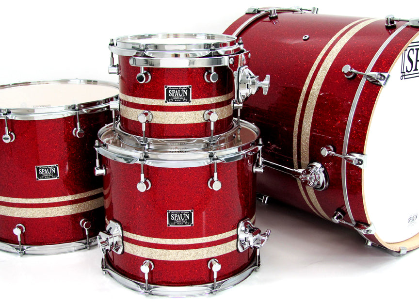 Custom 4pc-Red Glass w-Silver Stripes