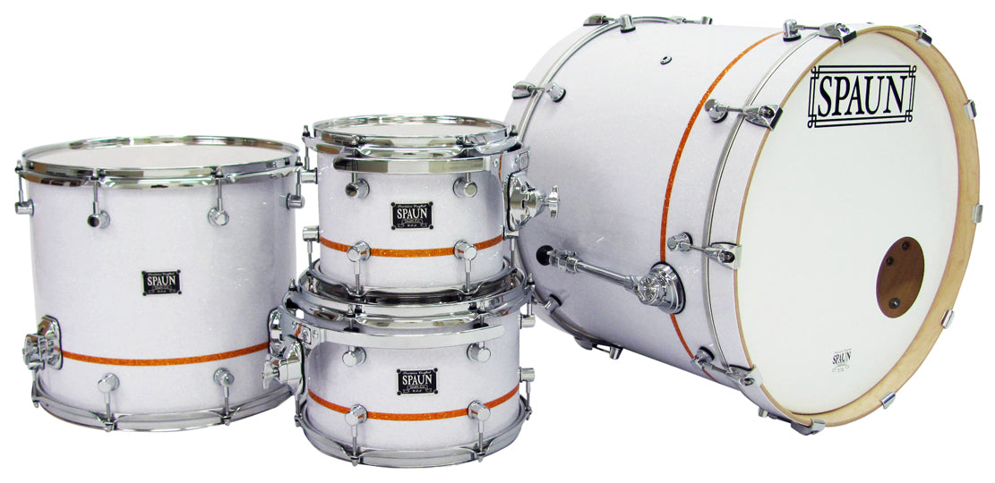 Custom 4pc-White Glass w-Gold Pinstripe
