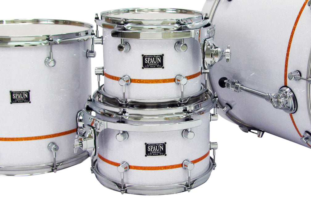 Custom 4pc-White Glass w-Gold Pinstripe