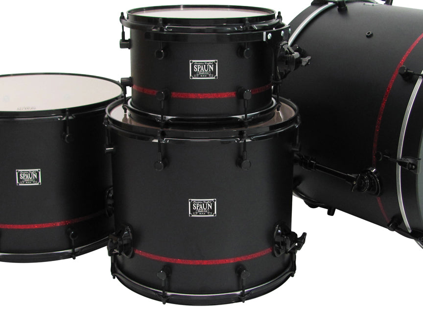 Custom 4pc-Flat Black w-Red Stripes