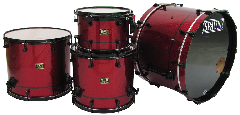 Custom 4pc Black & Red Glass Drum Kit