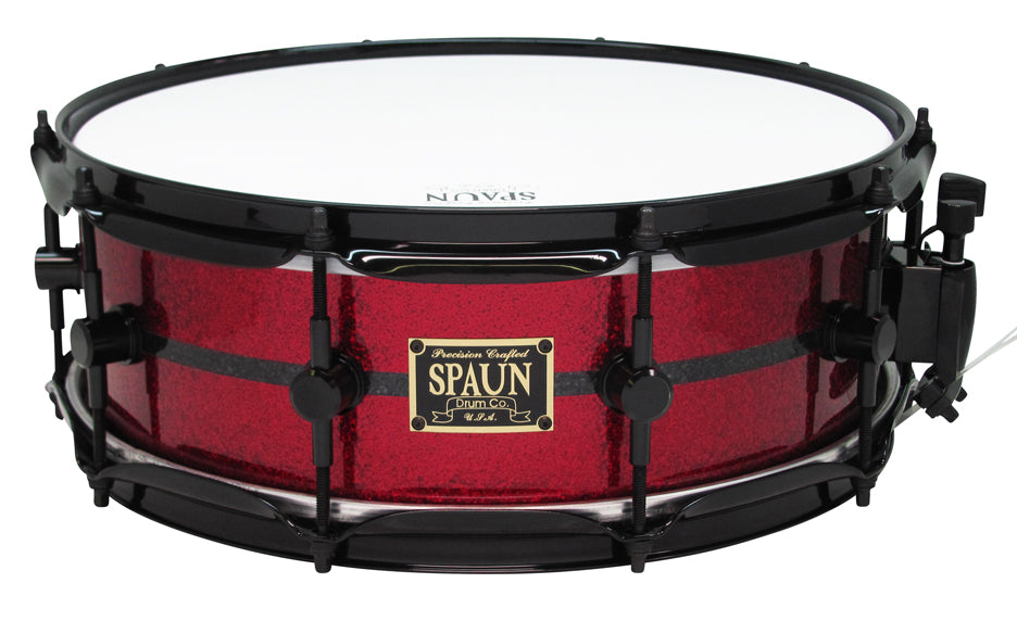 Maple 5x14-Rich Red Sparkle w-Black Pinstripe