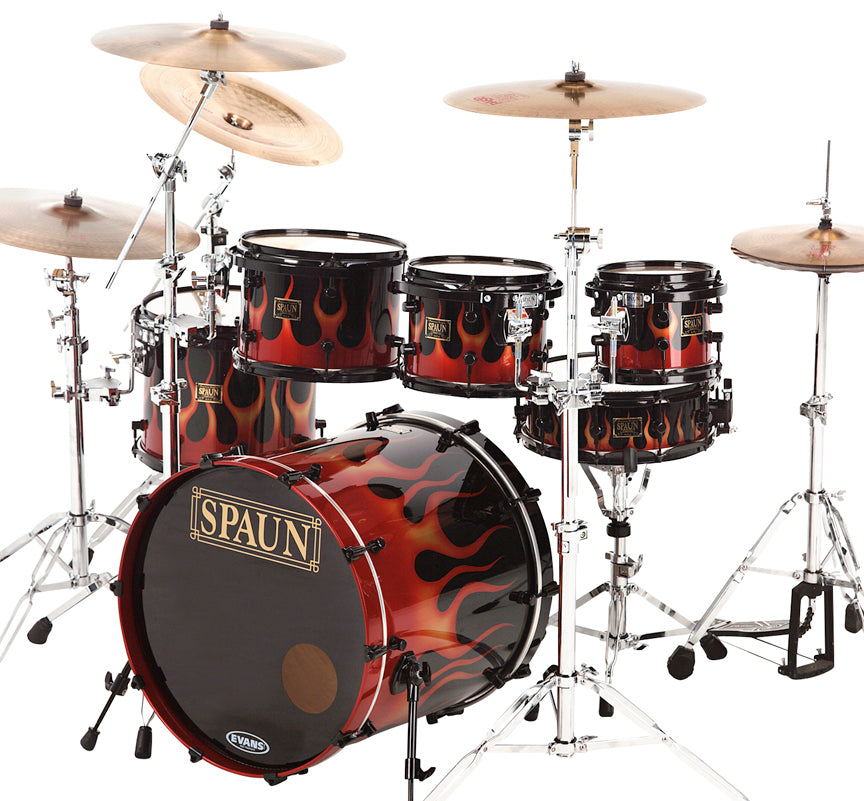 Pair Of Two-Tone Black Rubber Knobs With Universal Red Flames – 623RJ