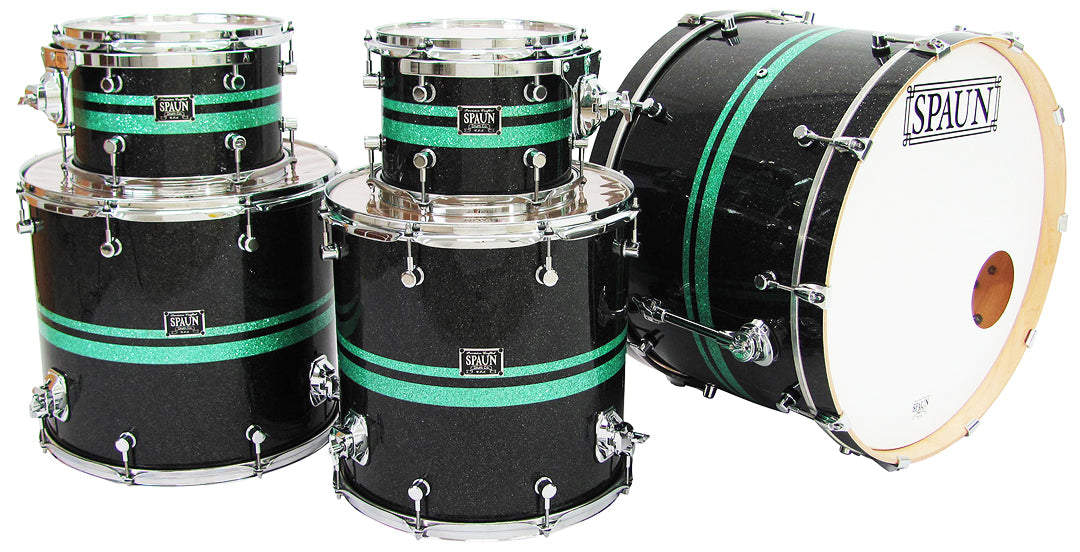 Custom 5pc-Black Glass w-Turquoise Stripes