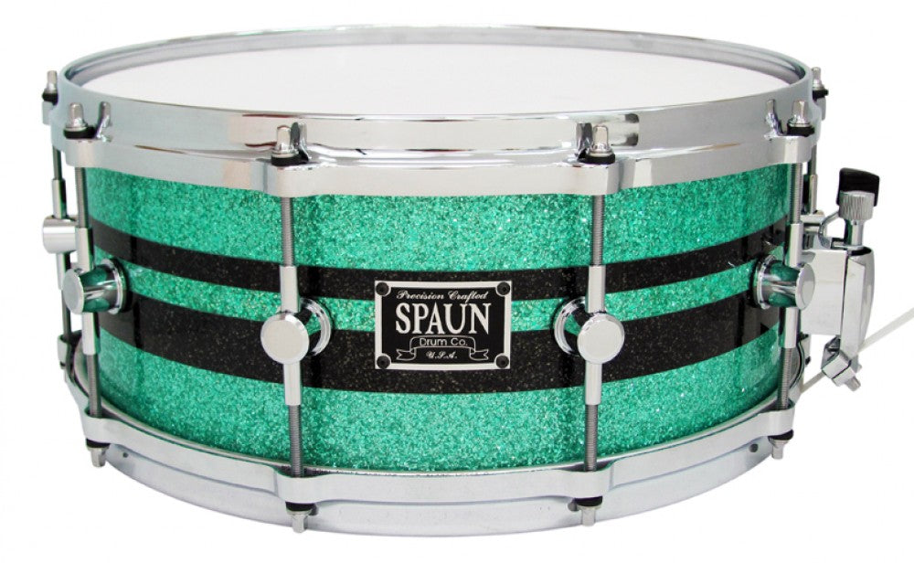 Maple 6x14-Turquoise Glass w-Black Stripes