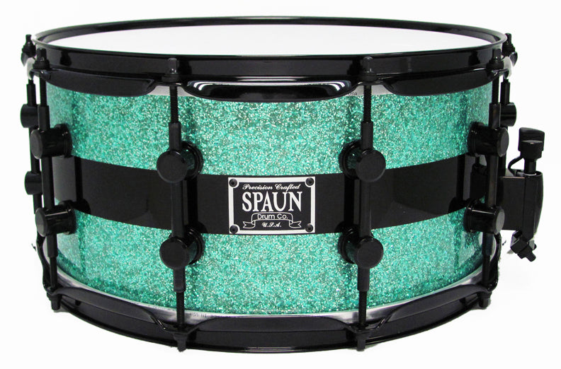 Maple 7x14-Turquoise Glass w-Black Stripe
