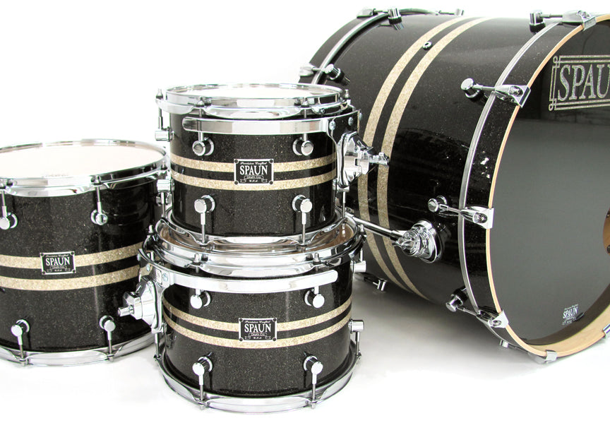 Custom 4pc-Black Glass w-Silver Stripes