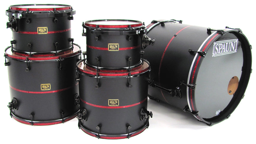 Custom 5pc-Flat Black w-Red Pinstripes