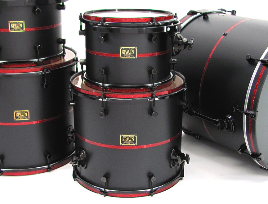 Custom 5pc-Flat Black w-Red Pinstripes