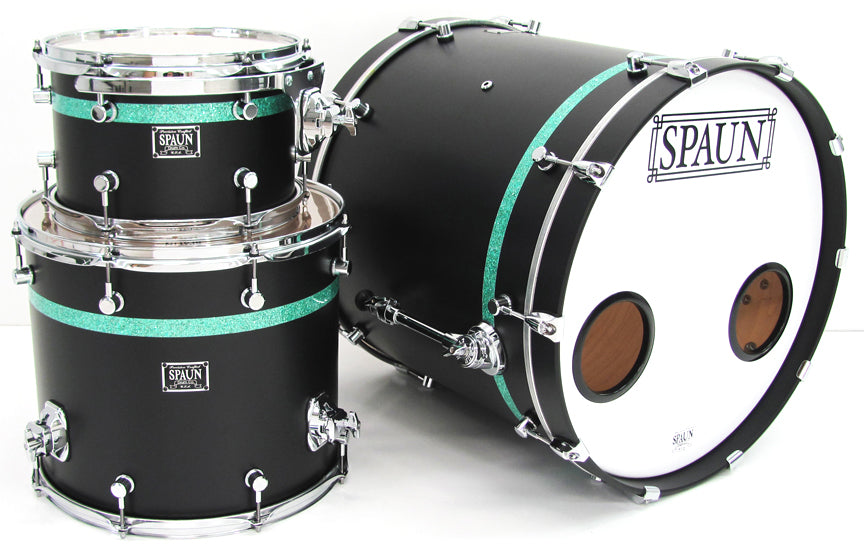 Custom 3pc-Flat Black w-Turquoise Stripe