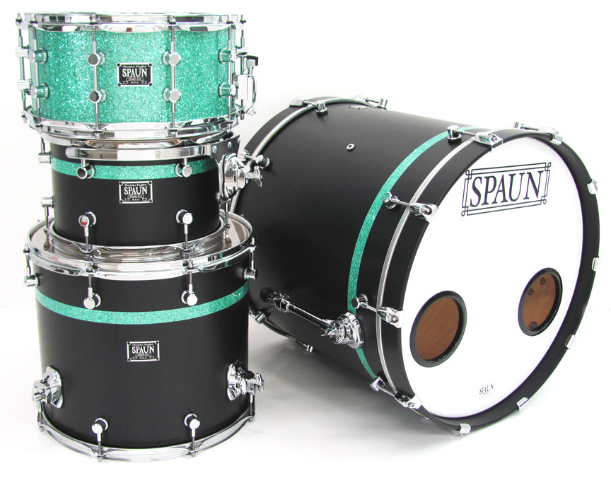 Custom 3pc-Flat Black w-Turquoise Stripe