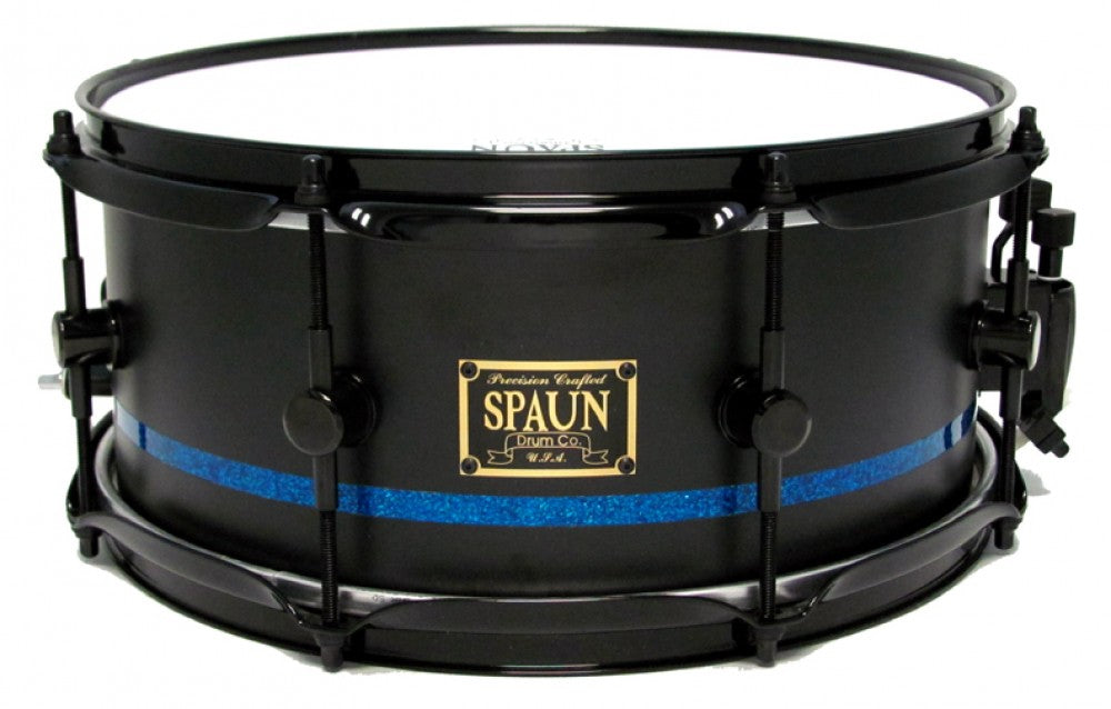 Maple 6x13-Flat Black w-Blue Pinstripe