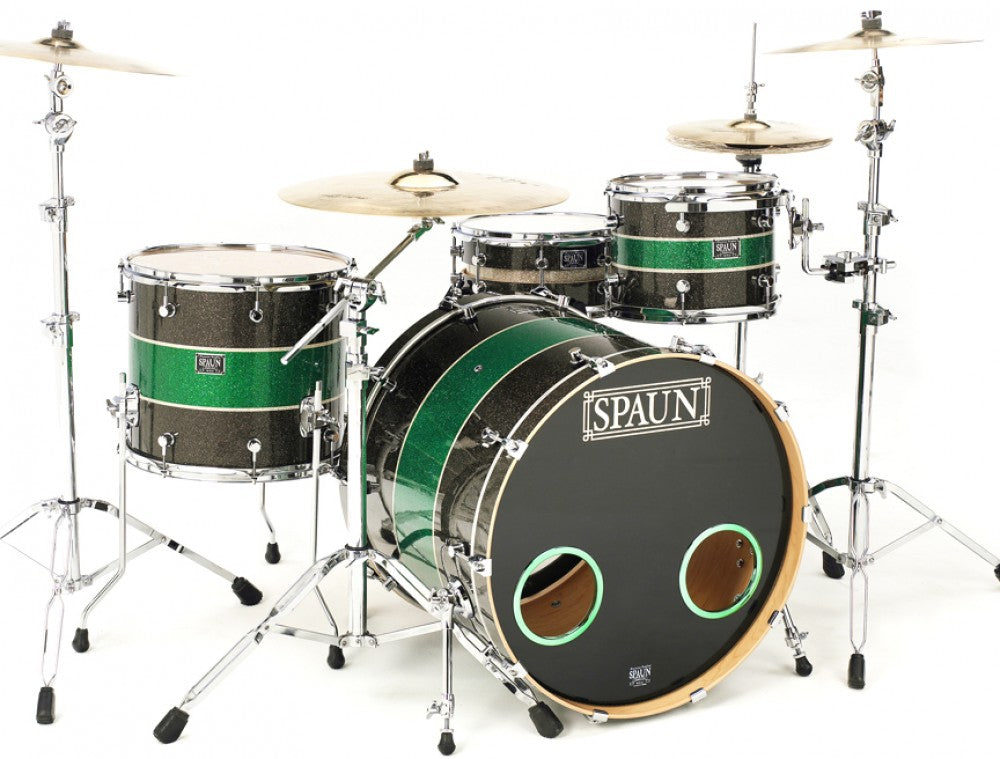 Custom 3pc-Gray Glass & Green Stripes