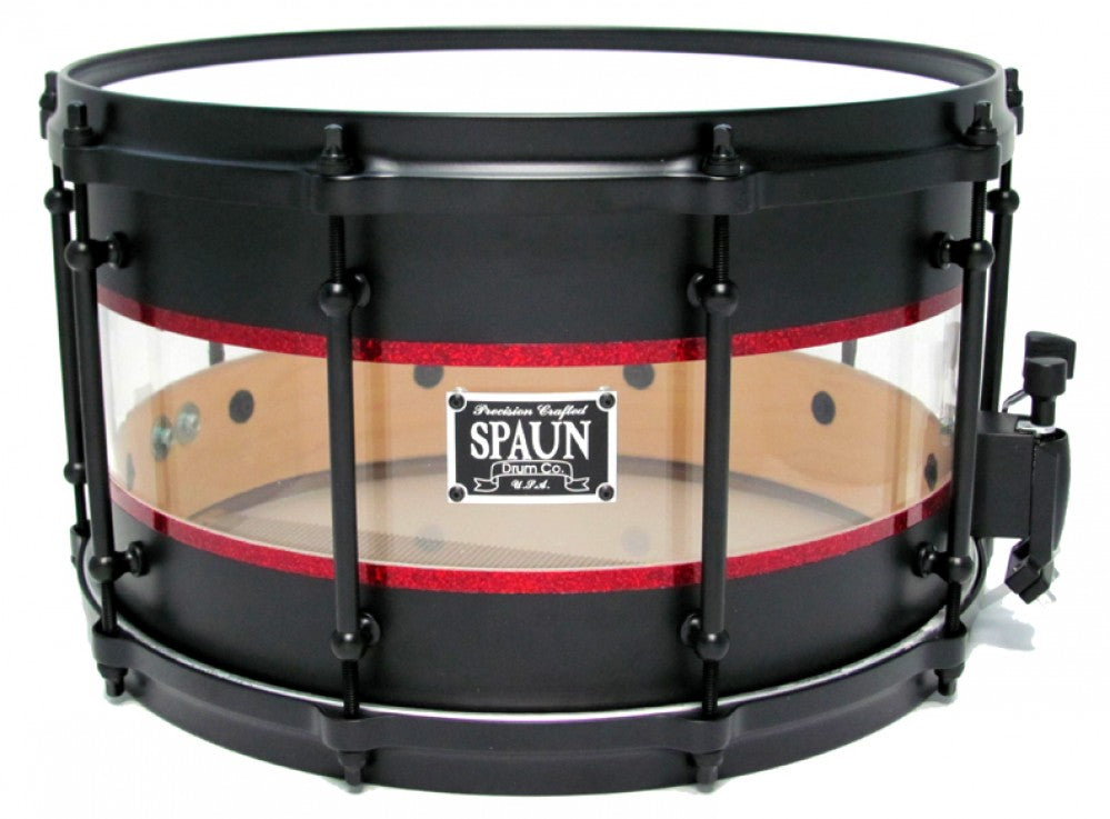 Hybrid 8x14-Flat Black w-Red Pinstripes