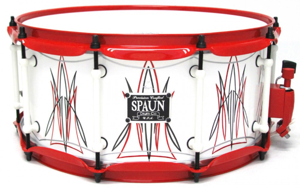 Maple 6.5x14-White w-Pinstriping