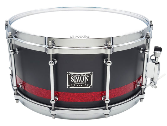 Maple 6.5x14 20ply-Flat Black with Red Glass Stripe