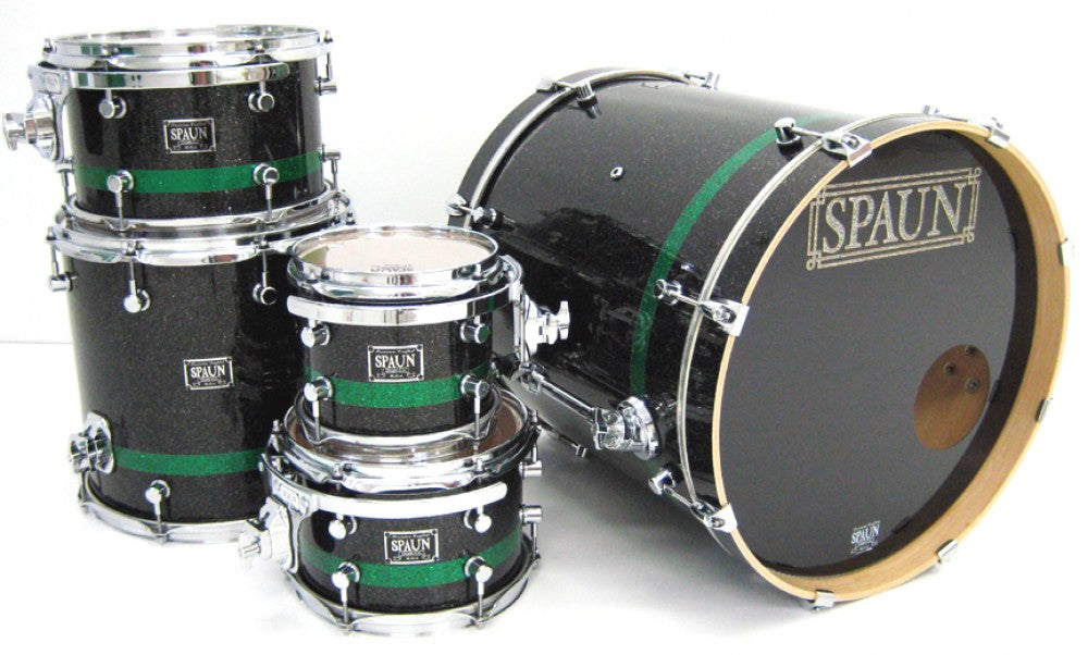 Custom 5pc-Black Glass w-Green Stripe