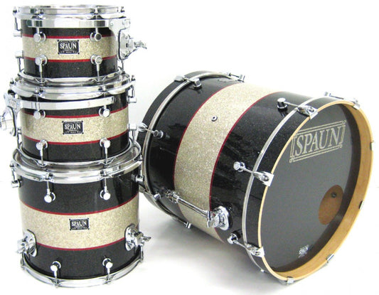 Custom 4pc-Black & Silver Glass w-Red Pinstripes