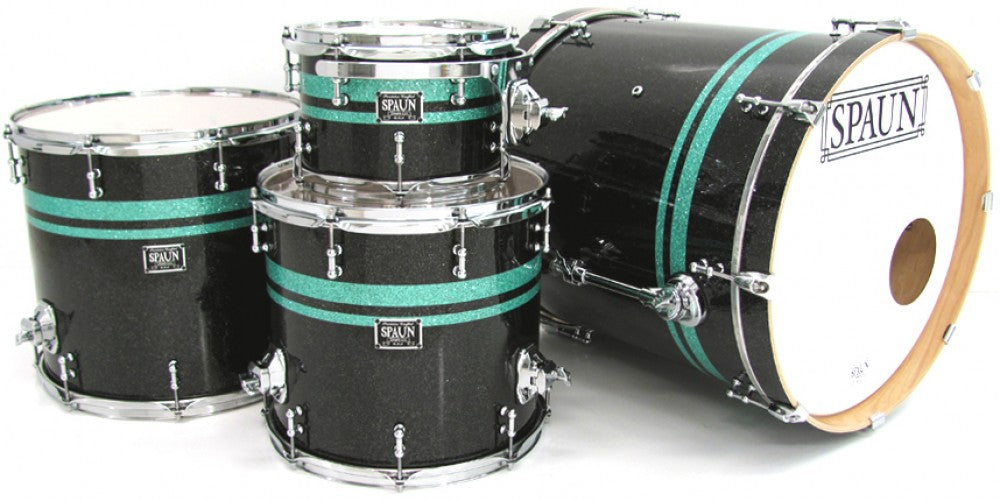 Custom 4pc-Black Glass w-Turquoise Stripes