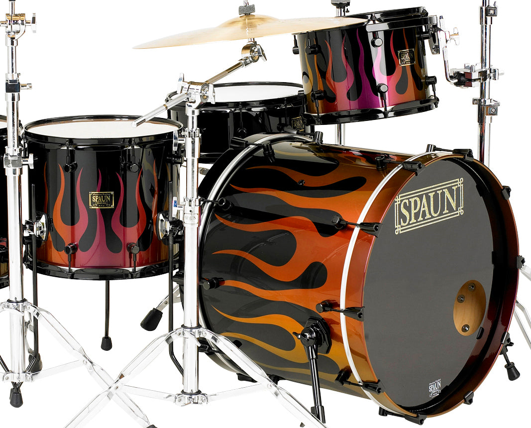 Custom 4pc-Magenta Gold Flames