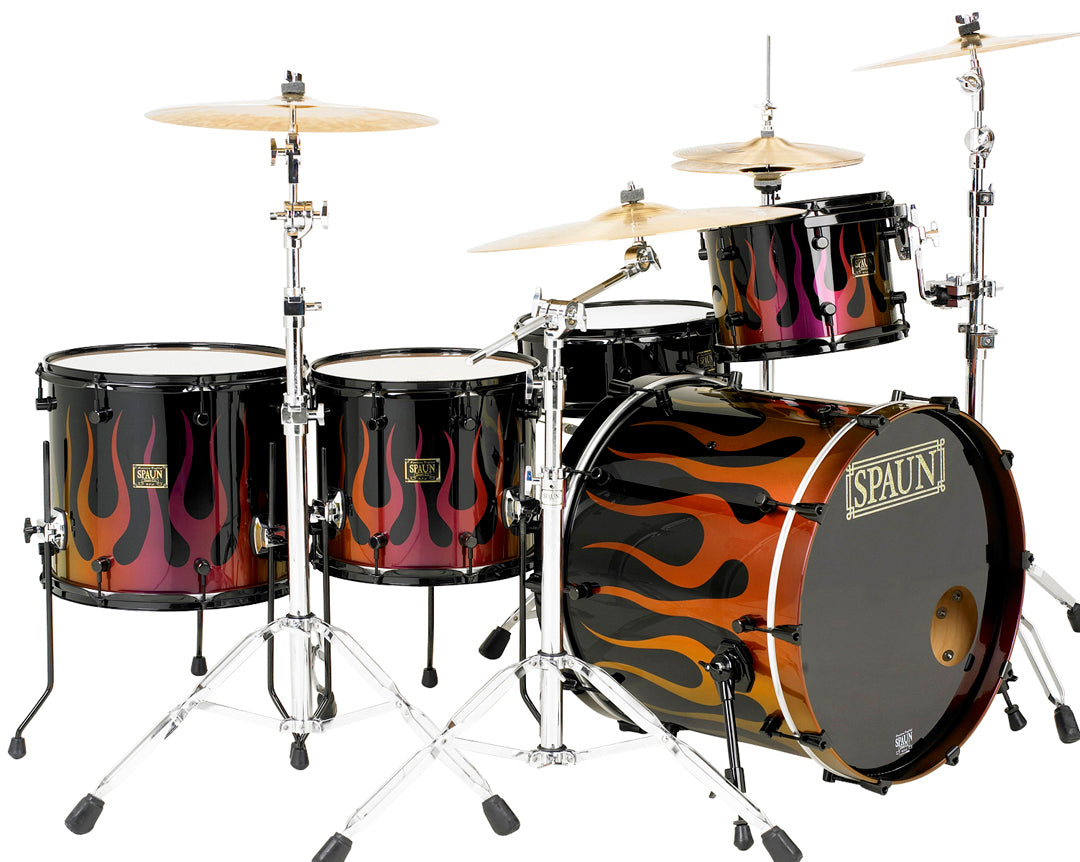 Custom 4pc-Magenta Gold Flames