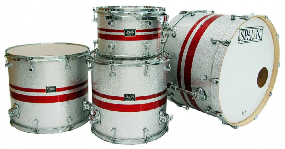 Custom 4pc-Silver Sparkle w-Red Stripes