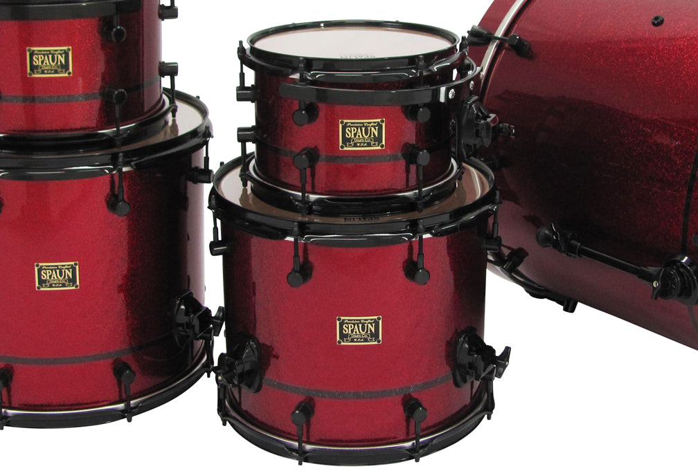 Custom 5pc-Rich Red Sparkle w-Black Pinstripe