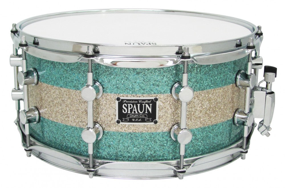 Maple 6.5x14-Baby Blue & Silver Glass