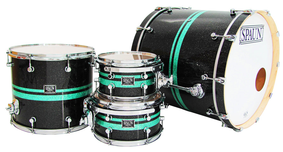 Custom 4pc-Black Glass w-Turquoise Stripes