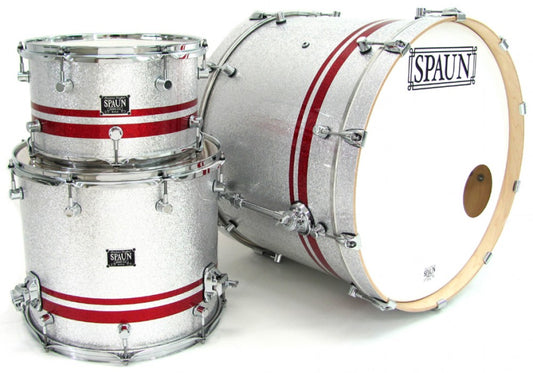 Custom 3pc-Silver Sparkle w-Red Stripes
