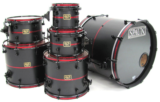 Custom 6pc-Flat Black w-Red Pinstripes