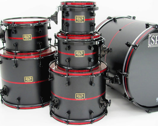 Custom 6pc-Flat Black w-Red Pinstripes