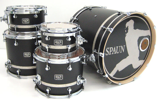 Custom 5pc-Flat Black w-Silver Stripe